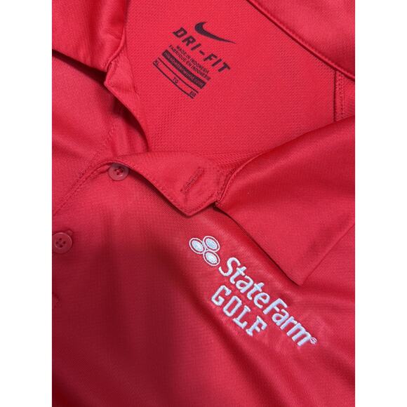 Nike Golf Mens Red Short Sleeve DriFit Polo Shirt Size XL State Farm Golf Logo - Picture 4 of 7